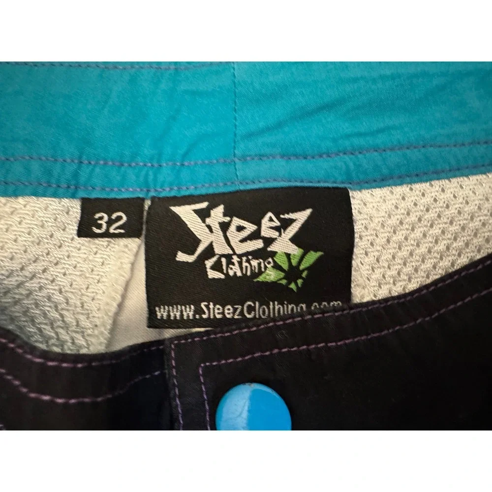 Steez Clothing Purple Black Striped Board‎ Shorts Men's Size 32 Y2K Surf